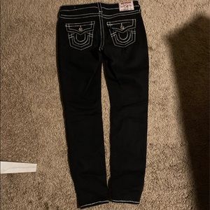 Black true religion jeans with white stitching